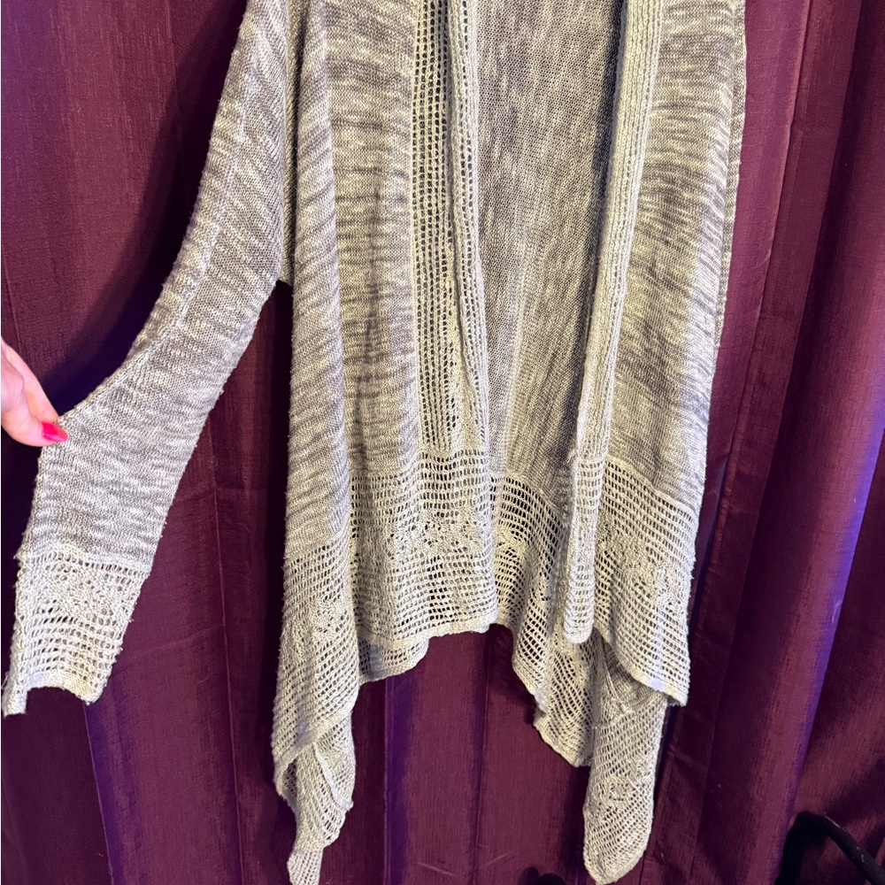 Energe World Wear Light-Sage Open-Front Knit Cardigan